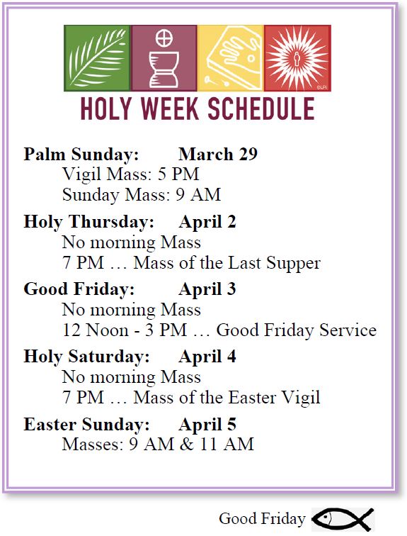 Holy Week Schedule